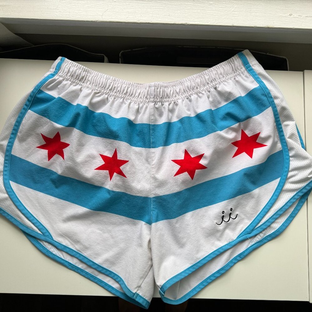 CHI CHI Chicago Flag Running Shorts Size Large